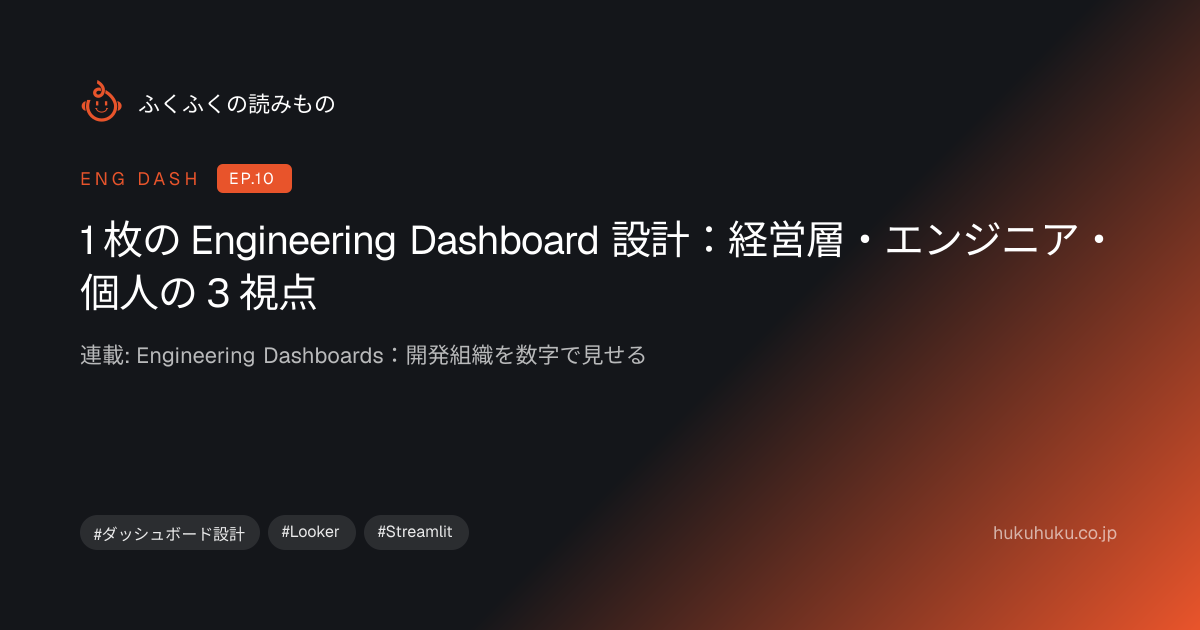 1 枚の Engineering Dashboard 設計：経営層・エンジニア・個人の 3 視点（Eng Dash EP.10）｜ふくふく